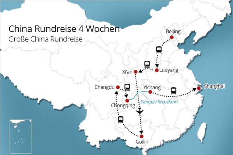China Reiseroute 4 Wochen