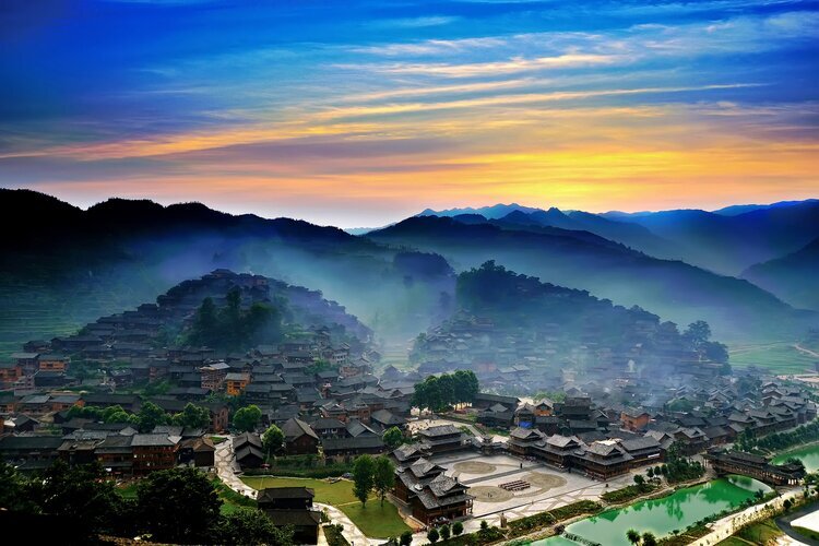 Xijiang Qian Hu Miao Dorf in Guizhou